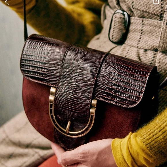 NEW in Box Sézane T Bag Bordeaux Leather handbag - Picture 3 of 6